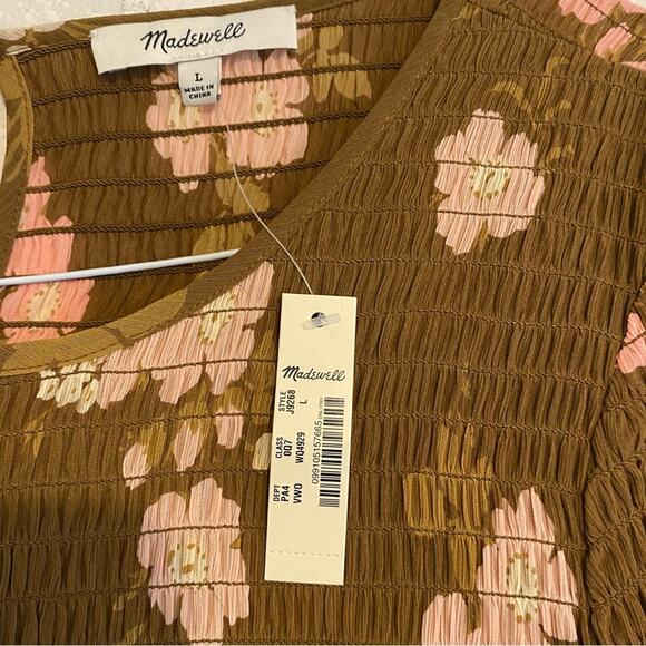 NEW Madewell $148 Smocked-Top Dress in Retro Bouquet LG NWT - Picture 6 of 16